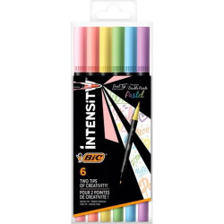 503826 BIC ROTULADOR INTENSITY TIP FELT PENS PUNTA FINA/PINCEL C/SURTIDOS PASTEL BLÍSTER 6 UD