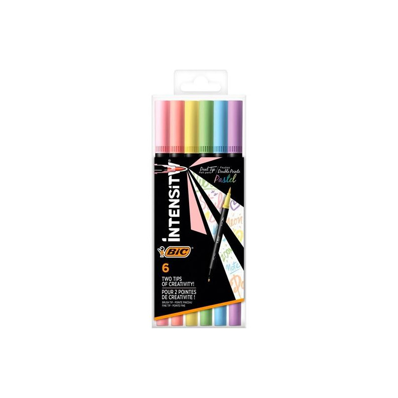 503826 BIC ROTULADOR INTENSITY TIP FELT PENS PUNTA FINA/PINCEL C/SURTIDOS PASTEL BLÍSTER 6 UD