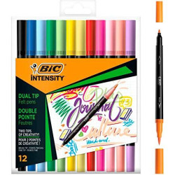 503847 BIC ROTULADOR INTENSITY TIP FELT PENS PUNTA FINA/PINCEL C/SURTIDOS MIXTOS BLÍSTER 12 UD