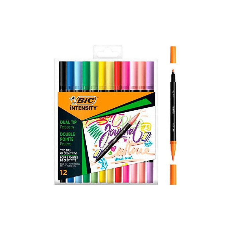 503847 BIC ROTULADOR INTENSITY TIP FELT PENS PUNTA FINA/PINCEL C/SURTIDOS MIXTOS BLÍSTER 12 UD