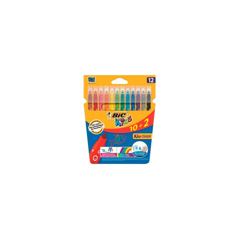 9202942 BIC ROTULADORES BIC KIDS COLOREUR 10+2 PUNTA MEDIA SURTIDOS