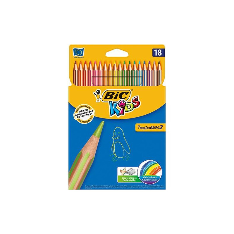 9375172 BIC LÁPICES DE COLORES KIDS TROPICOLORS C/SURTIDOS ESTUCHE 18 UD