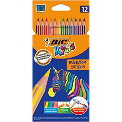 9505222 BIC LÁPICES DE COLORES KIDS EVOLUTION STRIPES C/SURTIDOS ESTUCHE 12 UD