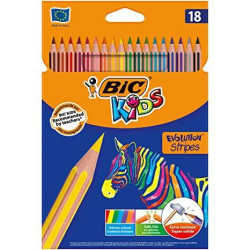 950524 BIC LÁPICES DE COLORES KIDS EVOLUTION STRIPES C/SURTIDOS ESTUCHE 18 UD