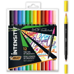 989695 BIC ROTULADORES INTENSITY TIP FELT PENS PUNTA FINA/PINCEL COLORES SURTIDOS VIVOS BLÍSTER 12 UD