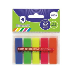 318276 BISMARK TACO DE NOTAS ADHESIVAS COLORES NEON 5X25 HOJAS 45X12MM BLISTER