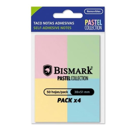 921090 BISMARK TACO DE NOTAS ADHESIVAS 50H 38X51 COLORES PASTEL