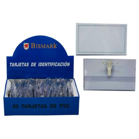 304528 BISMARK TARJETA DE IDENTIFICACIÓN HORIZONTAL PVC 57X90 MM CON PINZA -50U-