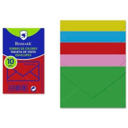 327119 BISMARK SOBRE DE PAPEL 90GR 76X120MM COLORES 10 SOBRES SURTIDOS