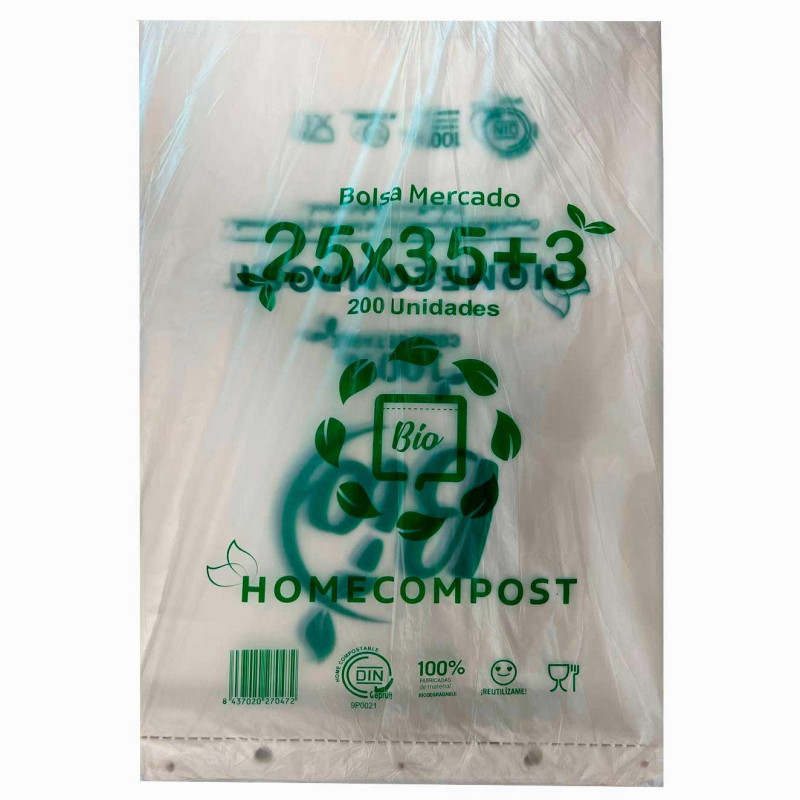 70472 BOLSA BLOC 25X35CM COMPOSTABLE 12 MICRAS PAQUETE 200 UD