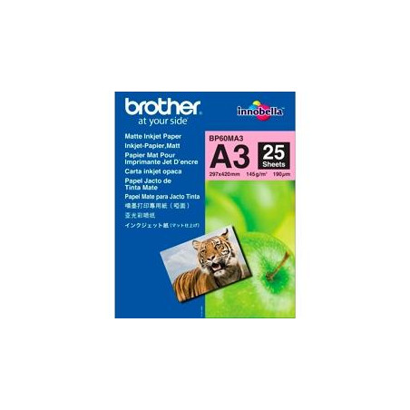 BP60MA3 BROTHER PAPEL FOTOGRÁFICO A3 145GR INKJET PAQUETE 25H BLANCO MATE