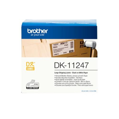 DK11247 BROTHER ETIQUETAS PRECORTADAS PARA ENVÍOS GRANDES /180 ETIQUETAS BLANCAS DE 103X164MM