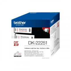 DK22251 BROTHER CINTA CONTINUA DE PAPEL TÉRMICO CON IMPRESIÓN A NEGRO Y ROJO (BLANCA). 62 MM X 15