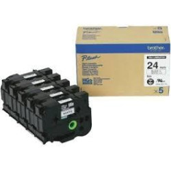 HGE251V5 BROTHER CINTA ALTA CALIDAD BLANCO / NEGRO 24MMX8M (PACK 5UD.)