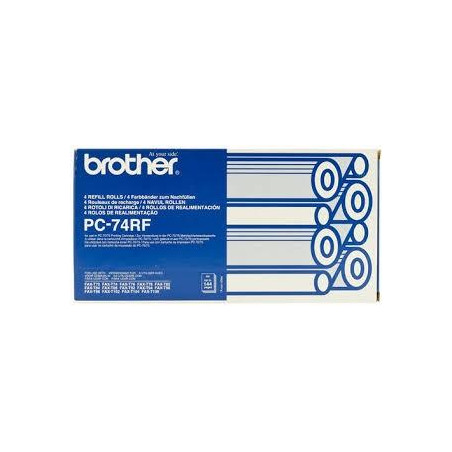 PC74RF BROTHER CINTA DE TRANSFERENCIA TÉRMICA NEGRO T-72/74/76/78/84/94/96/104/106. RECAMBIO DE 4 BOBINAS. 4 X 144 PÁGINAS