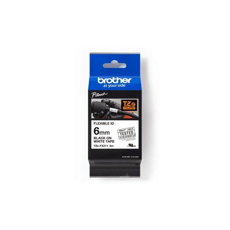 TZEFX-211 BROTHER CINTA ROTULADORA LAMINADA NEGRO SOBRE BLANCO 6MMX8M