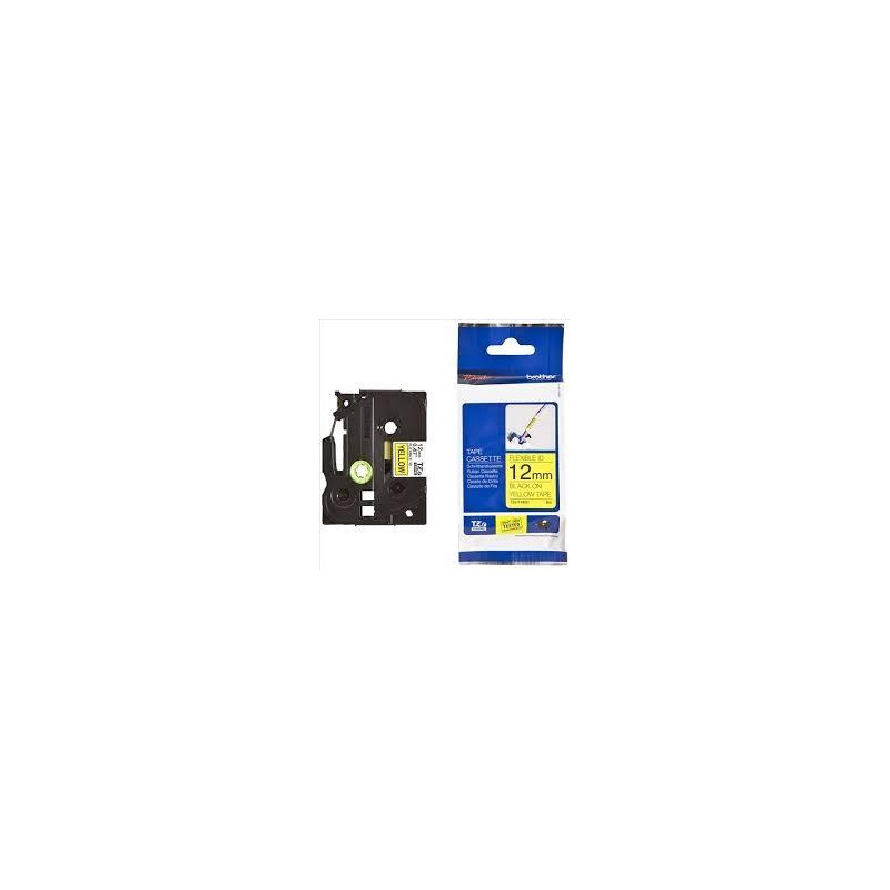 TZEFX-631 BROTHER CINTA ROTULADORA LAMINADA FLEXIBLE AMARILLO SOBRE NEGRO DE 12MMX8M