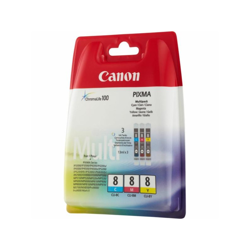 0621B029 CANON TINTA MULTIPACK C / M / Y BJ-W8500 (PACK 3) - CLI8