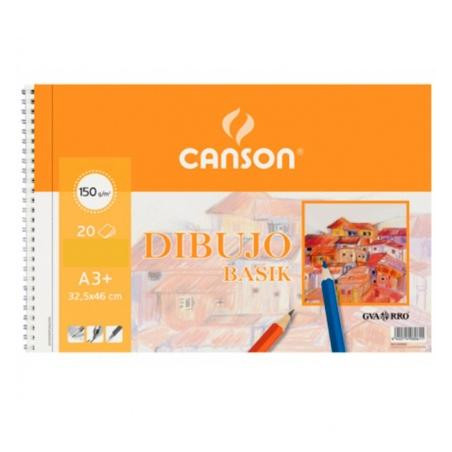 C200400694 CANSON BLOC DIBUJO BASIK ESPIRAL 20H A3+ 150GR MICROPERFORADO PACK 10 UD BLANCO NATURAL