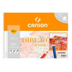 C200400695 CANSON BLOC DIBUJO BASIK ESPIRAL 20H A4+ 150GR MICROPERFORADO PACK 10 UD BLANCO NATURAL