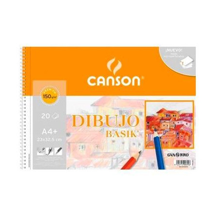 C200400695 CANSON BLOC DIBUJO BASIK ESPIRAL 20H A4+ 150GR MICROPERFORADO PACK 10 UD BLANCO NATURAL