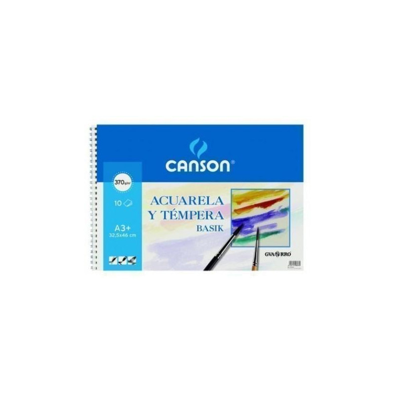 C200400697 CANSON GUARRO BLOC ACUARELA Y TÉMPERA BASIK ESPIRAL 10 HOJAS 370GR 32