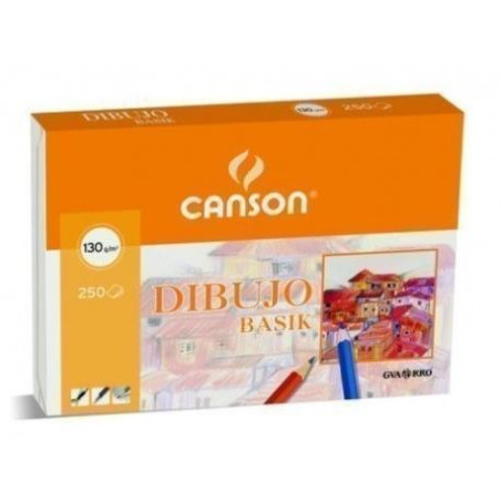 C200401405 CANSON CAJA DE LÁMINAS DIBUJO BASIK 250 HOJAS 130 GR. 21X29