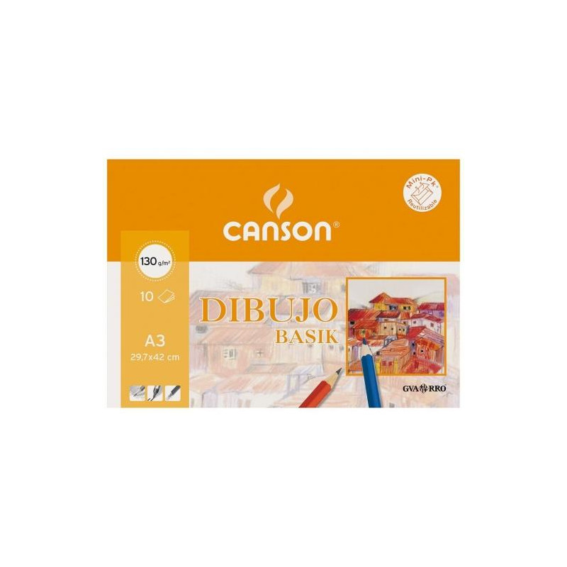 C200403159 CANSON MINIPACK DIBUJO BASIK 10 HOJAS LISO 130 GR. 29