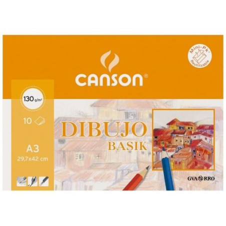 C200403159 CANSON MINIPACK DIBUJO BASIK 10 HOJAS LISO 130 GR. 29