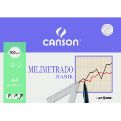 C200406323 CANSON MINIPACK DIBUJO BASIK 12 HOJAS MILIMETRADO 100 GR. 21X29