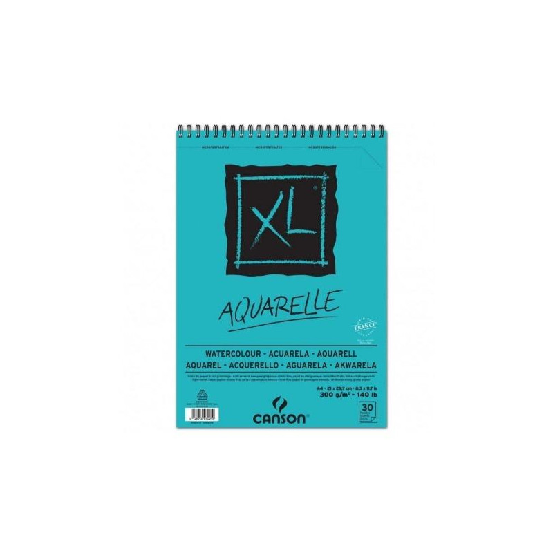 C400039170 CANSON BLOC ACUARELA AQUARELLE FINO XL ESPIRAL 30 HOJAS 300GR 21X29