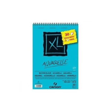 C400110017 CANSON BLOC ACUARELA AQUARELLE FINO XL ESPIRAL 25+5(GRATIS) HOJAS 300GR 29