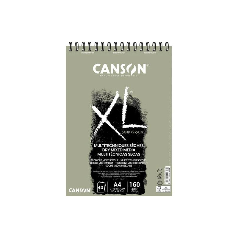 C400110395 CANSON ÁLBUM ESPIRAL A4 TOUCH ARENOSO XL 40H 160GR GRIS -5U-