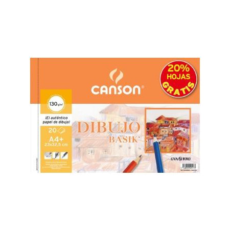 C400110484 CANSON BLOC DIBUJO BASIK ESPIRAL 20H+20% GRATIS A4+ 130GR MICROPERFORADO BLANCO NATURAL -10U-