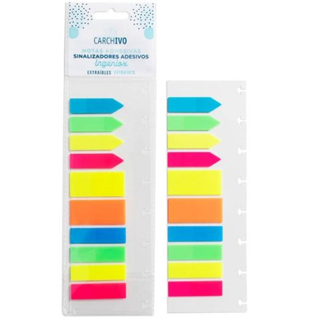 66172299 CARCHIVO NOTAS INGENIOX ADHESIVAS PP TRASLÚCIDO COLORES NEON 10X20MM BLISTER