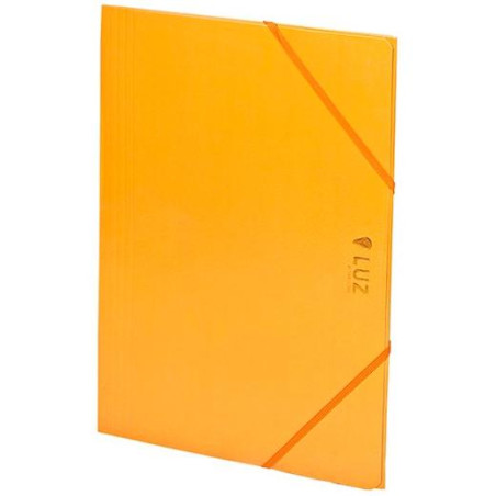 2033L23 CARCHIVO CARPETA 3 SOLAPAS FOLIO C/GOMAS CARTÓN BRILLO LUZ NARANJA