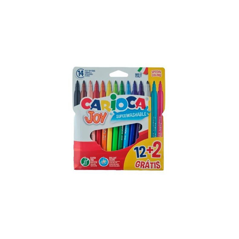 40533 CARIOCA ROTULADORES JOY SUPER LAVABLES C/SURTIDOS ESTUCHE 12+2 UD GRATIS