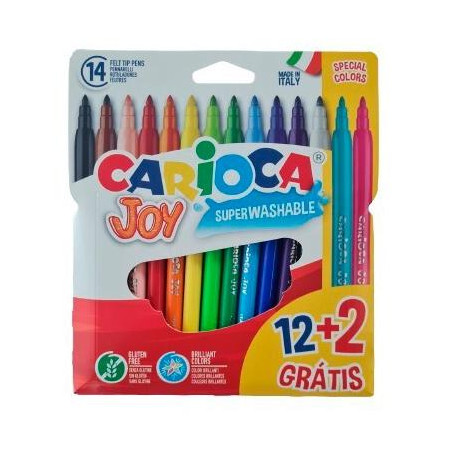 40533 CARIOCA ROTULADORES JOY SUPER LAVABLES C/SURTIDOS ESTUCHE 12+2 UD GRATIS