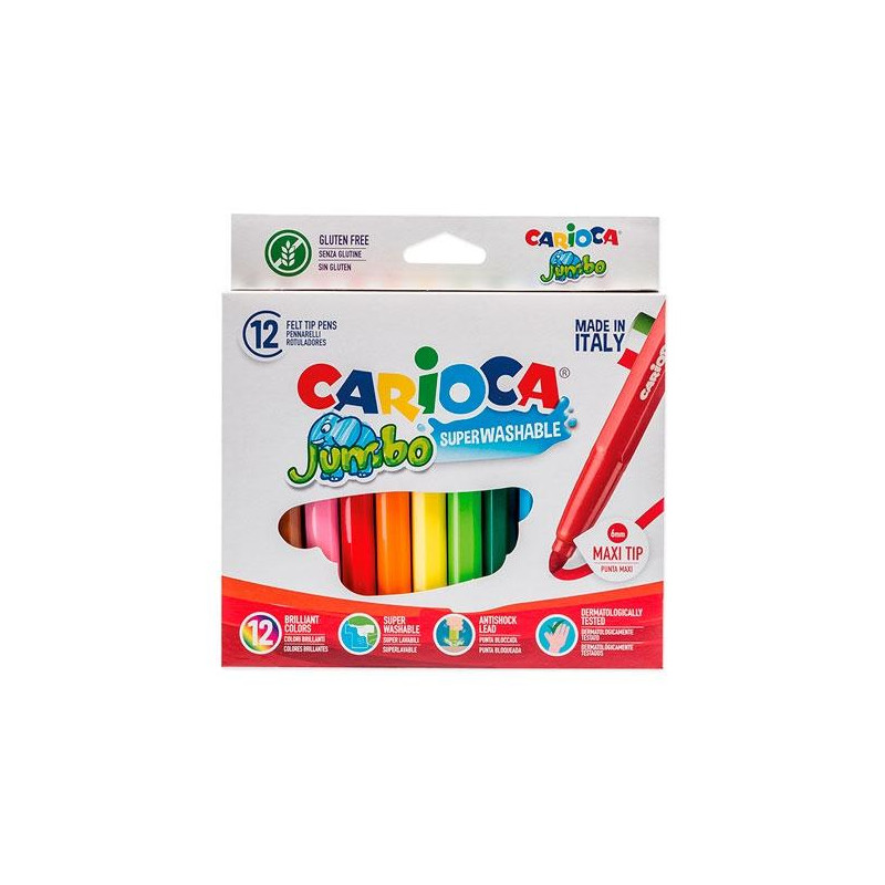 40569 CARIOCA ROTULADOR JUMBO PUNTA MAXI COLORES SURTIDOS ESTUCHE 12 UD