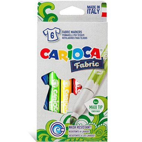 40956 CARIOCA ROTULADORES FABRIC ESPECIAL TEJIDOS COLORES SURTIDOS ESTUCHE 6 UD