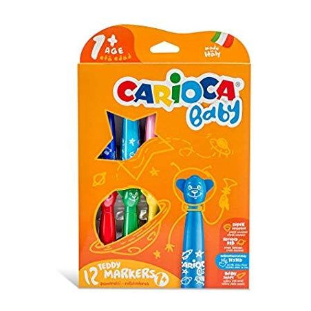 42816 CARIOCA ROTULADORES TEDDY MARKER 1+ COLORES SURTIDOS ESTUCHE 12 UD