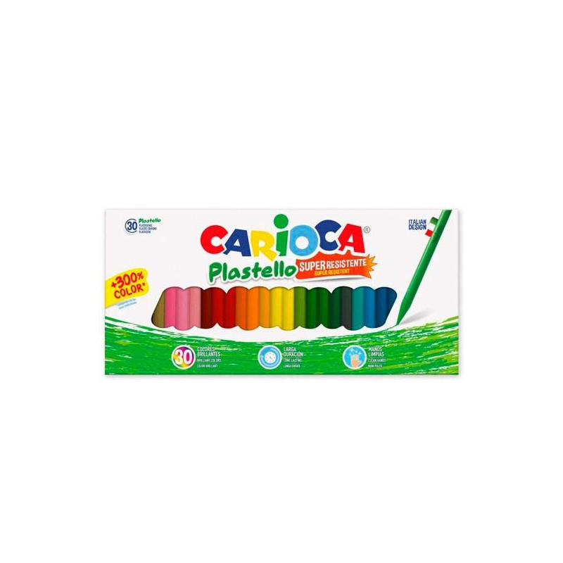 42881 CARIOCA CERAS SUPER RESISTENTES PLASTELLO COLORES SURTIDOS ESTUCHE 30 UD