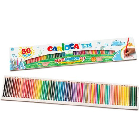 42890 CARIOCA LÁPICES DE COLORES TITA MAXI RAINBOW C/SURTIDOS ESTUCHE 80 UD