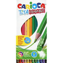 42897 CARIOCA LÁPICES DE COLORES TITA CON GOMA C/SURTIDOS ESTUCHE 12 UD