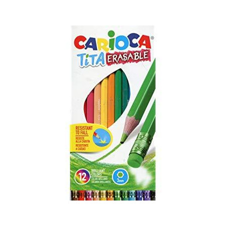 42897 CARIOCA LÁPICES DE COLORES TITA CON GOMA C/SURTIDOS ESTUCHE 12 UD