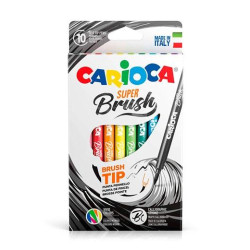 42937 CARIOCA ROTULADOR SUPER BRUSH PUNTA PINCEL COLORES SURTIDOS ESTUCHE 10 UD