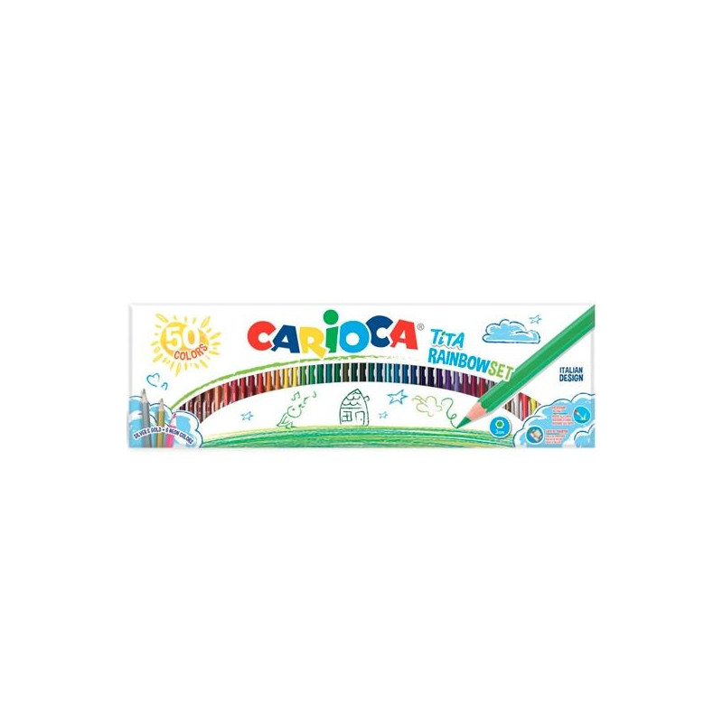 42990 CARIOCA LÁPICES DE COLORES TITA RAINBOW C/SURTIDOS ESTUCHE 50 UD