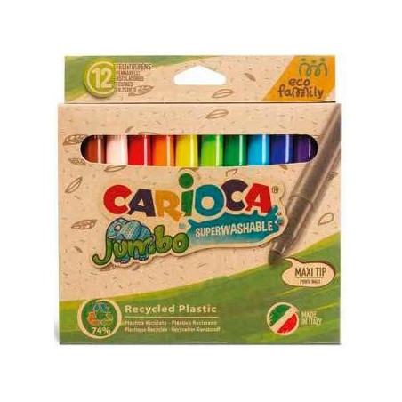 43101 CARIOCA ROTULADORES JUMBO ECO FAMILY PUNTA MAXI C/SURTIDOS ESTUCHE 12 UD