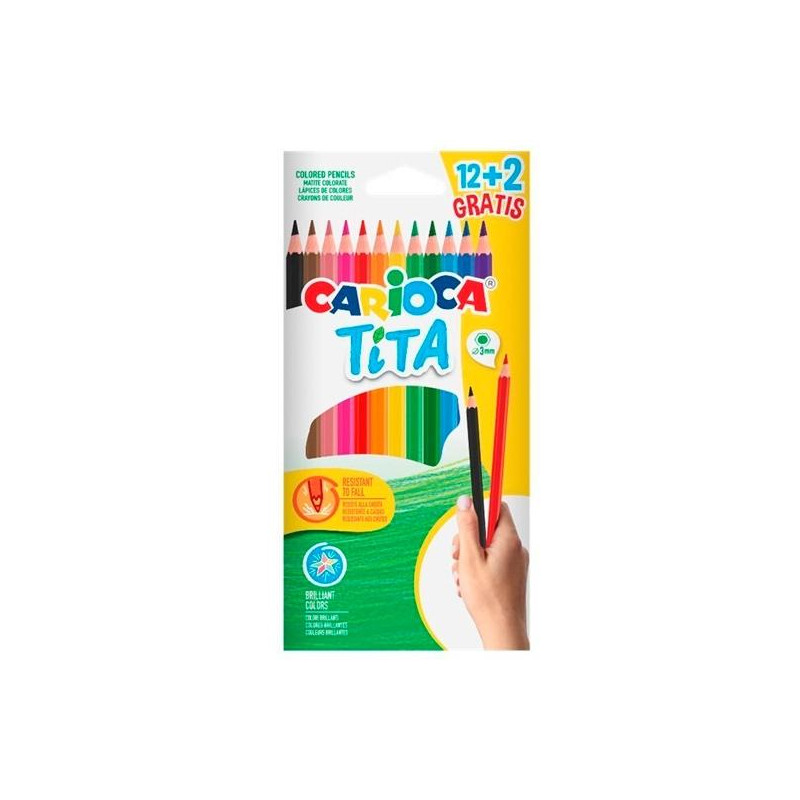 43878 CARIOCA LÁPICES DE COLORES TITA C/SURTIDOS ESTUCHE 12+2 UD GRATIS