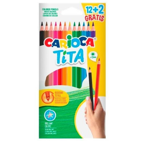 43878 CARIOCA LÁPICES DE COLORES TITA C/SURTIDOS ESTUCHE 12+2 UD GRATIS